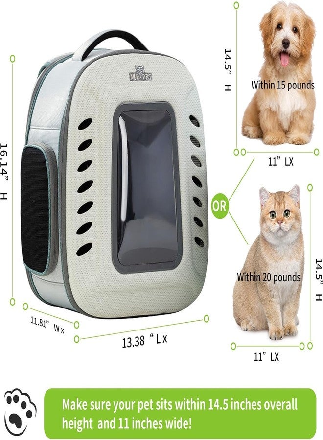 PET FUN حقيبة ظهر شفافة فاخرة لحمل القطط من بيت فن - حقيبة سفر للحيوانات الأليفة قابلة للتهوية للقطط والكلاب الصغيرة، قابلة للطي، جيدة التهوية بتصميم مريح، مثالية للمشي لمسافات طويلة والتخييم (أبيض) - Image 2